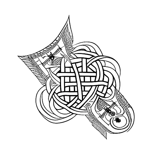 russian orthodox cross intertwined with birch tree tattoo design idea