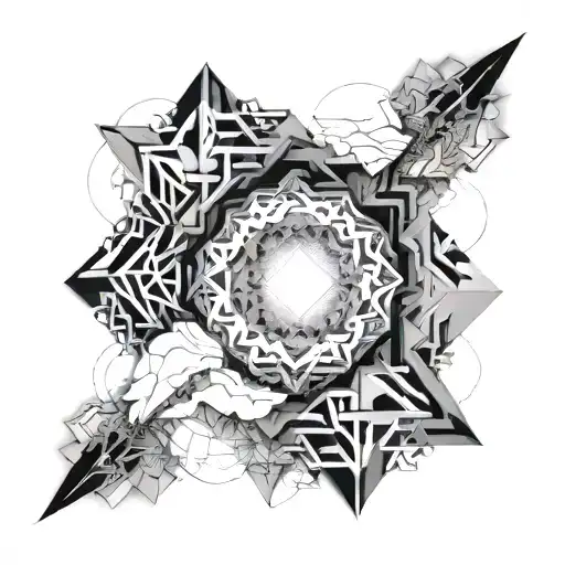 Geometric, fibbonacci fractal cloud tattoo design idea