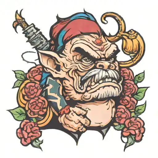 grumpy bare tattoo design idea