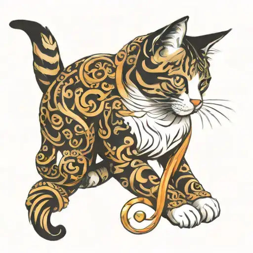 cat infinity tail wrapped tattoo design idea