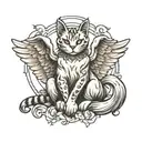 angel cat sitting tattoo design idea