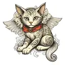 angel cat sitting tattoo design idea