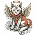 angel cat sitting tattoo design idea