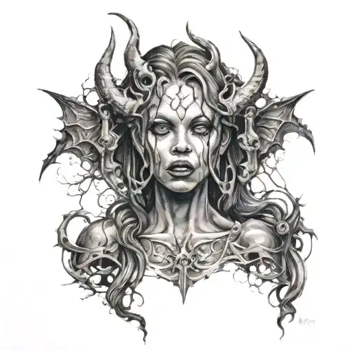 Gatekeeper demon girl tattoo design idea