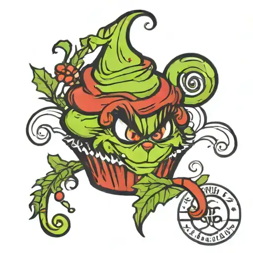 grinch cupcake   tattoo design idea