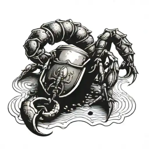 A lone scorpion crawling out of an inkwell, representing solitude and artistic inspiration tattoo design idea