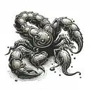 A lone scorpion crawling out of an inkwell, representing solitude and artistic inspiration tattoo design idea