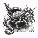 A lone scorpion crawling out of an inkwell, representing solitude and artistic inspiration tattoo design idea