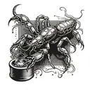 A lone scorpion crawling out of an inkwell, representing solitude and artistic inspiration tattoo design idea