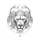 Tree of Life with hands holding everything together with 4 lions tattoo design idea