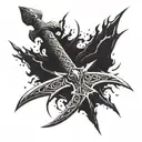 samauri sword piercing tattoo design idea