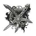 samauri sword piercing tattoo design idea
