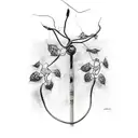 poison ivy electricity pole brutalist tattoo design idea