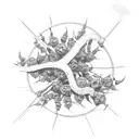 poison ivy electricity pole brutalist tattoo design idea