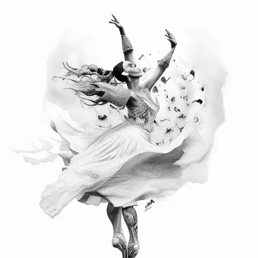 A quote in Spanish about the power of dance tattoo design idea