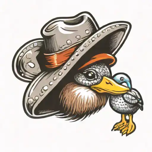 disco ball cowboy hat mushroom duck buccees  tattoo design idea