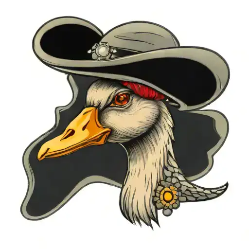 goose, disco ball, cowgirl hat, mushroom tattoo design idea