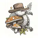 goose, disco ball, cowboy hat, mushroom, buccee tattoo design idea