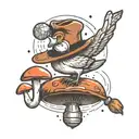 goose, disco ball, cowboy hat, mushroom, buccee tattoo design idea