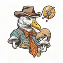 goose, disco ball, cowboy hat, mushroom, buccee tattoo design idea
