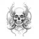 female half face skull medusa tattoo design idea