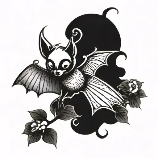 cute bat large wingspan  tattoo design idea