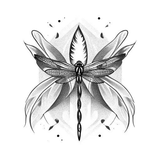 Feather dragonfly  tattoo design idea