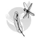 Feather dragonfly  tattoo design idea