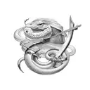 The Armour of God with the sword piercing the head of a snake coiled through the armour as a full am sleeve tattoo design idea