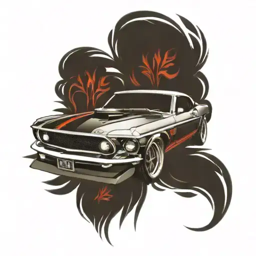 1969 mustang mach1 tattoo design idea