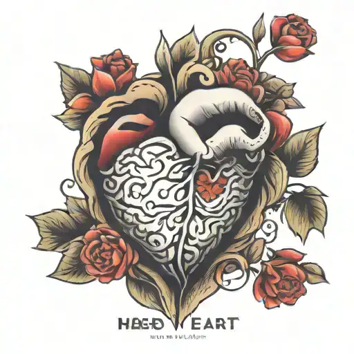 half heart shape half brain  tattoo design idea