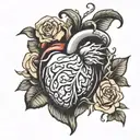 half heart shape half brain  tattoo design idea