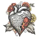 half heart shape half brain  tattoo design idea