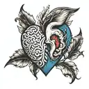 half heart shape half brain  tattoo design idea