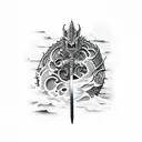 Sword Dragon Slayer from berserk stuck in grass tattoo design idea