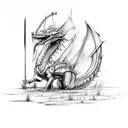 Sword Dragon Slayer from berserk stuck in grass tattoo design idea