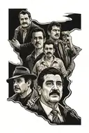  Tony Montana Pablo Escobar Sopranos crew standing together tattoo design idea