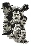  Tony Montana Pablo Escobar Sopranos crew standing together tattoo design idea