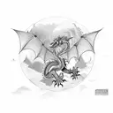 Dragon flying side view tattoo design idea