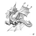 Dragon flying side view tattoo design idea