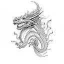 Dragon flying side view tattoo design idea