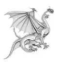 Dragon flying side view tattoo design idea