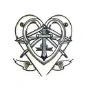 anchor heart and cross tattoo design idea