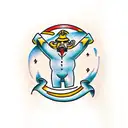 self made man statue tattoo design idea