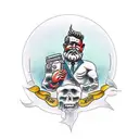 self made man statue tattoo design idea