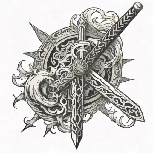 rengoku sword with fire tattoo design idea