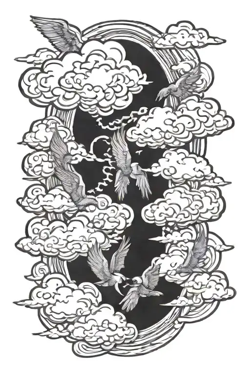 clouds bad angels tattoo design idea