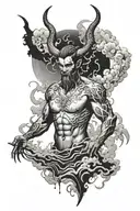 lucifer with japanese clouds tattoo design idea