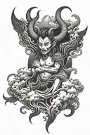 lucifer with japanese clouds tattoo design idea