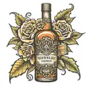 Whiskey bottle with flower border  tattoo design idea